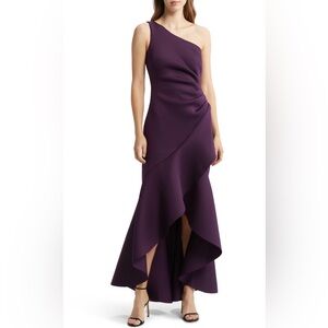 Eliza J One-Shoulder High-Low Hem Sleeveless Gown